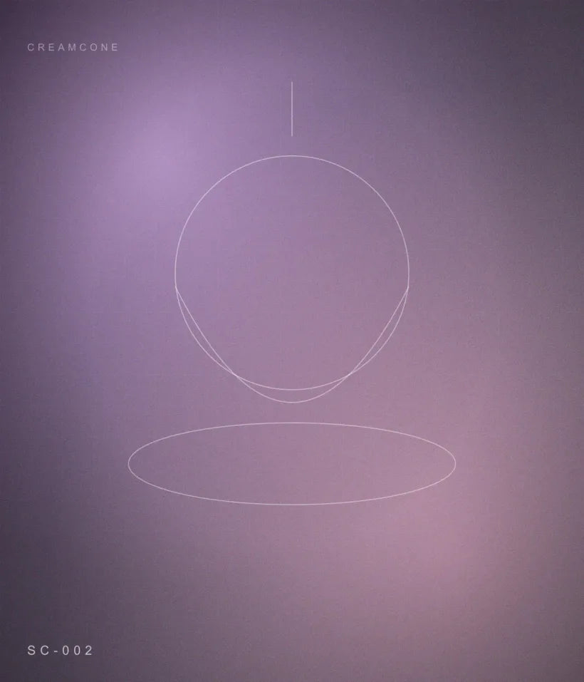 Abstract character silhouette rendered in soft lilac and pink light