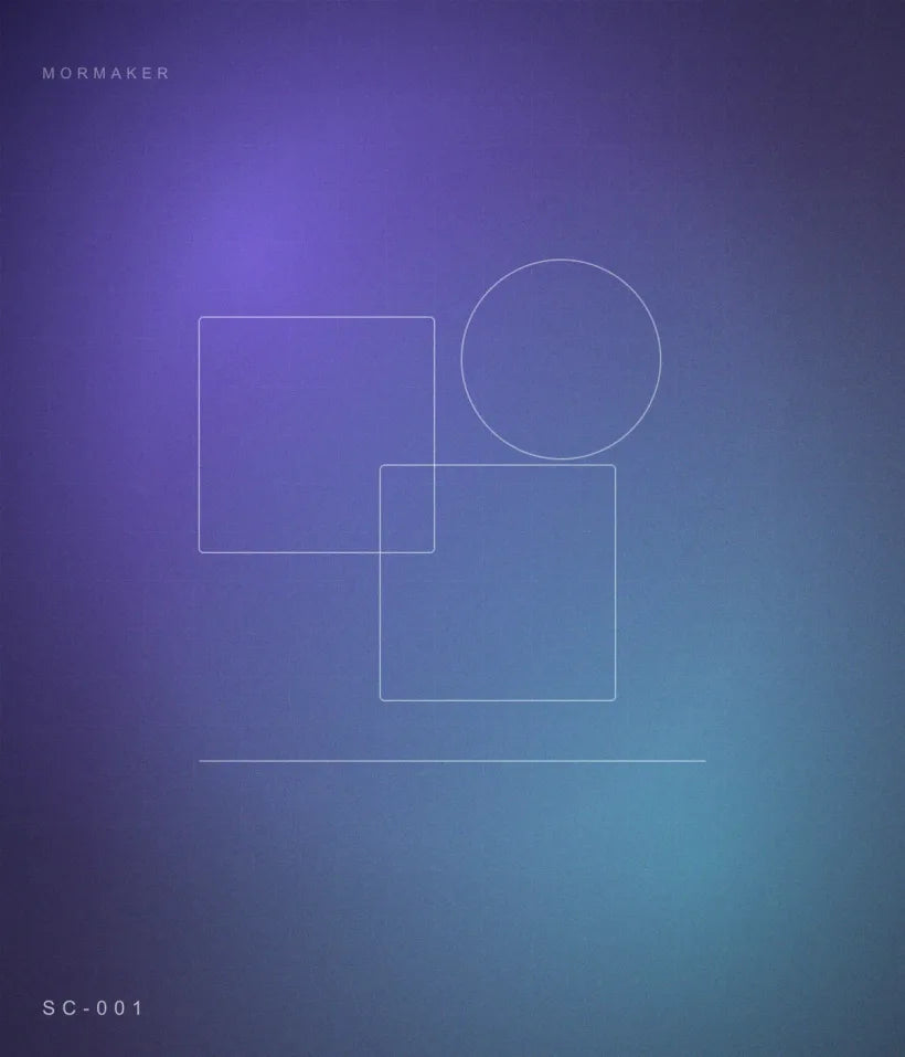 Abstract composition of modular learning components in violet and cyan light